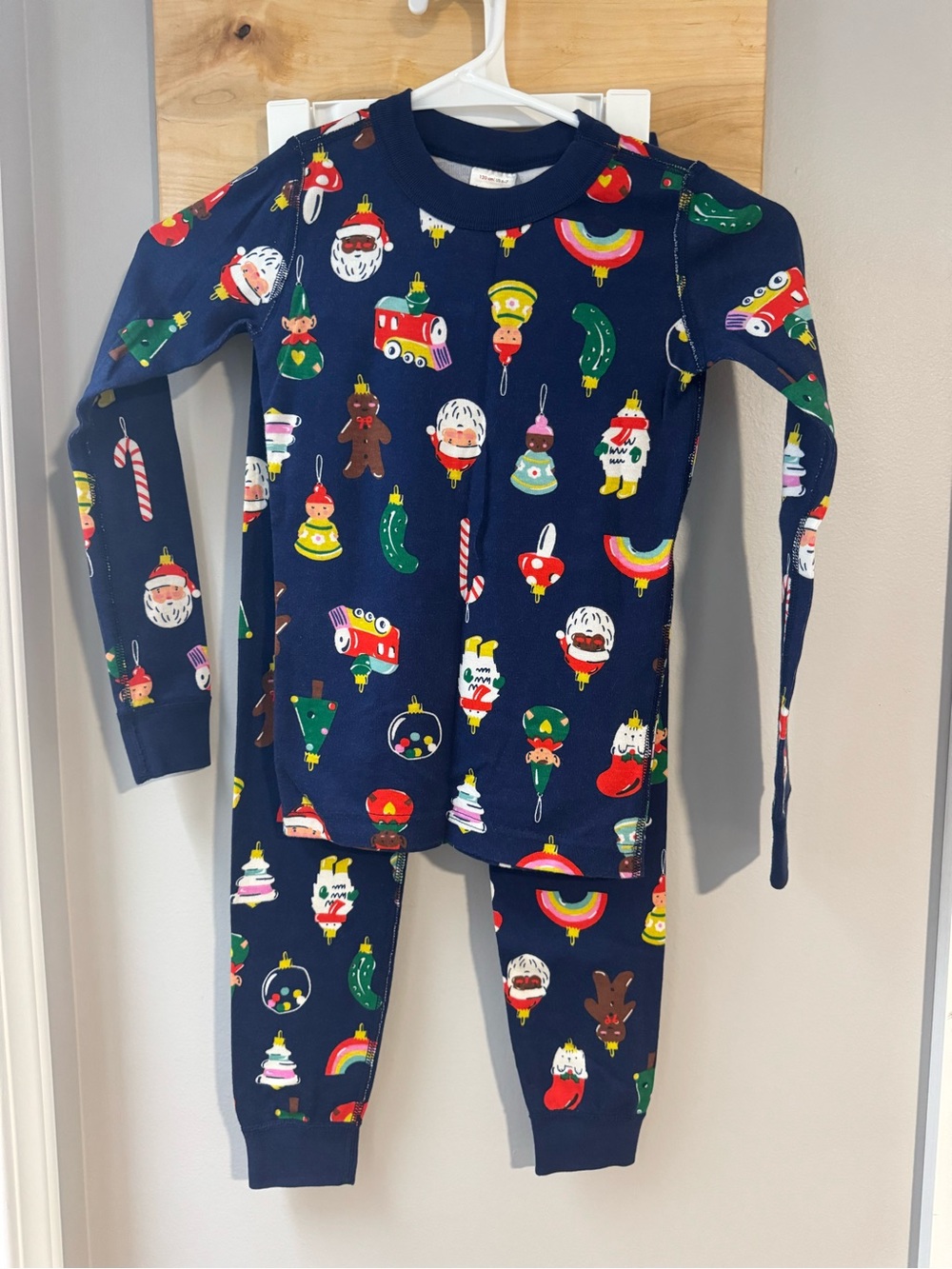 Hanna Andersson Kids Navy Holiday Ornament Pajama Set, Unisex 6-7